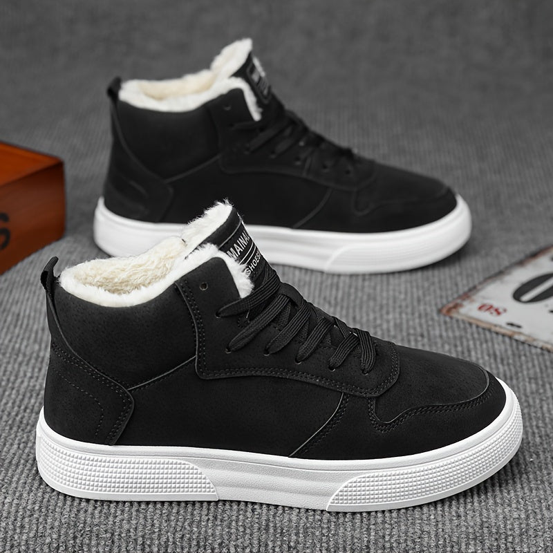 Sneakersy za kostkę ocieplane pluszową podszewką ze sznurowaniem męskie