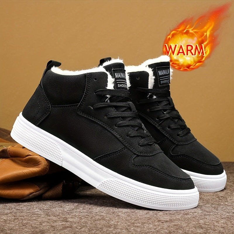 Sneakersy za kostkę ocieplane pluszową podszewką ze sznurowaniem męskie