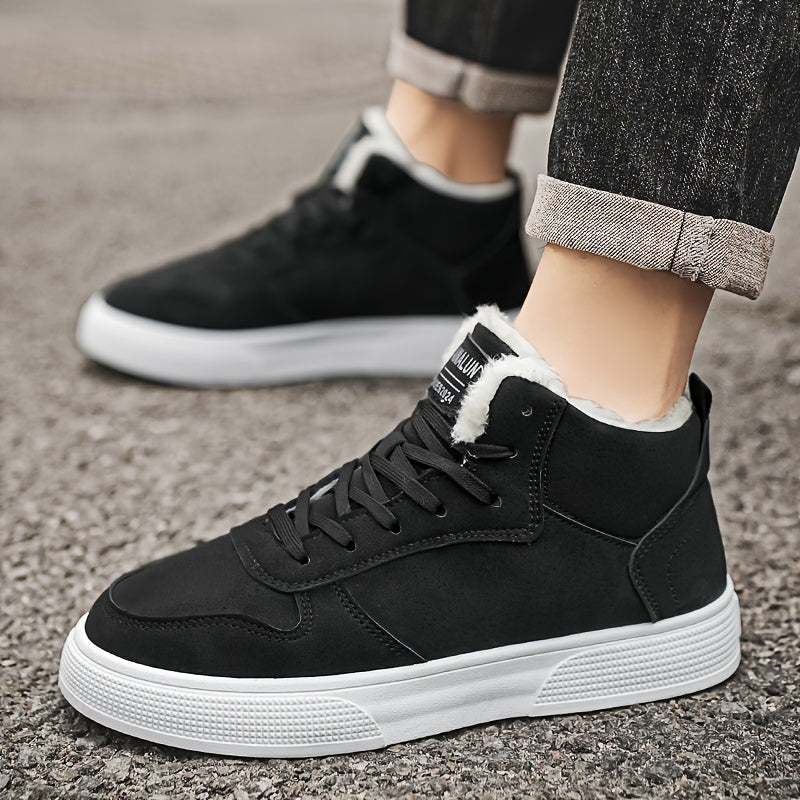 Sneakersy za kostkę ocieplane pluszową podszewką ze sznurowaniem męskie