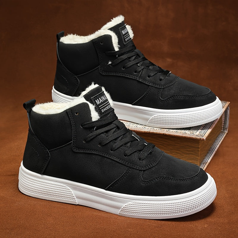 Sneakersy za kostkę ocieplane pluszową podszewką ze sznurowaniem męskie