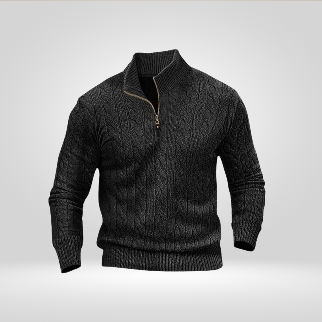 Sweter Męski | Regular Fit bez Detali, Okrągły Dekolt i Długi Rękaw