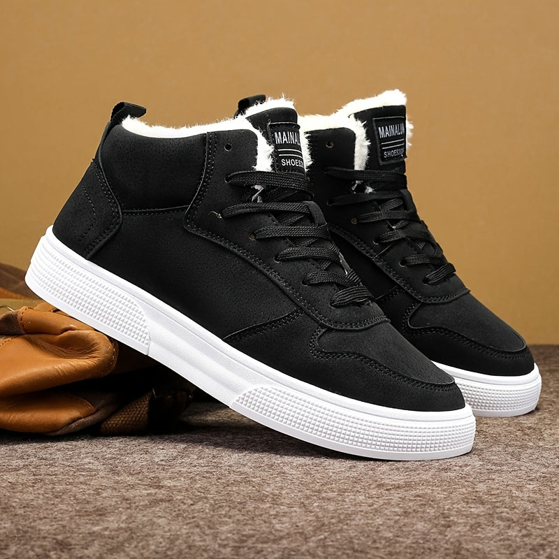 Sneakersy za kostkę ocieplane pluszową podszewką ze sznurowaniem męskie