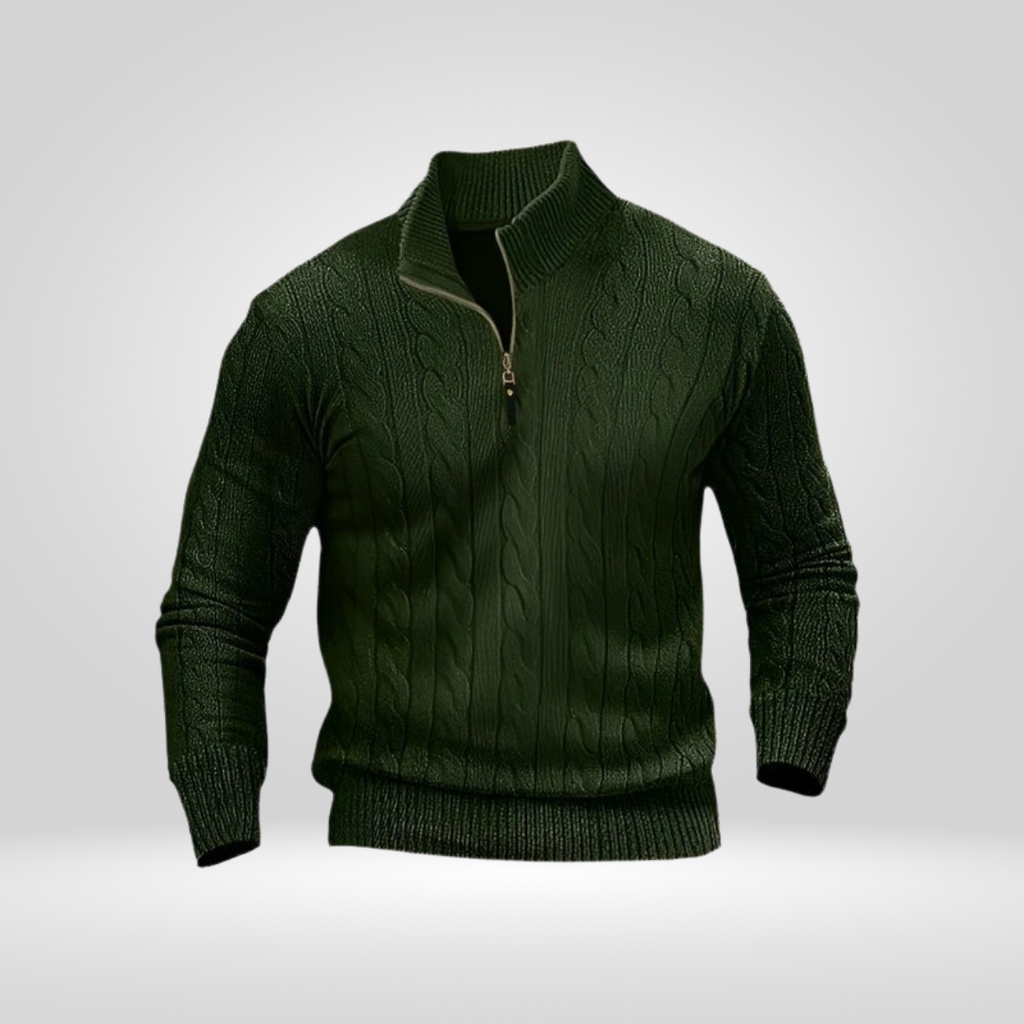 Sweter Męski | Regular Fit bez Detali, Okrągły Dekolt i Długi Rękaw