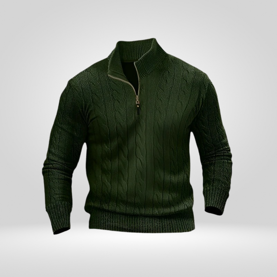 Sweter Męski | Regular Fit bez Detali, Okrągły Dekolt i Długi Rękaw