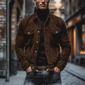 Kurtka Męska | Zapinana na Guziki z Kieszenią na Piersi, Styl Vintage