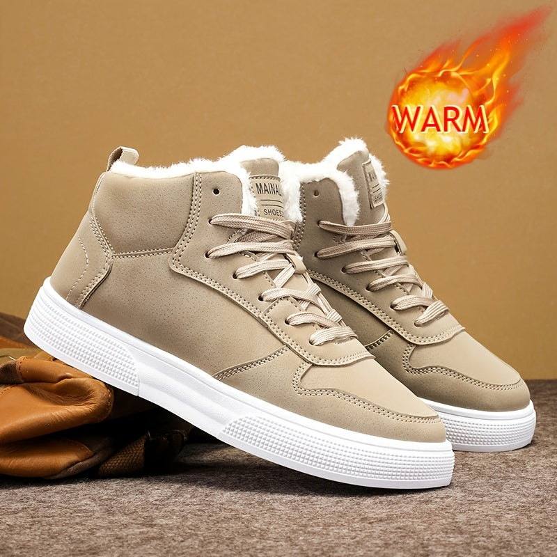 Sneakersy za kostkę ocieplane pluszową podszewką ze sznurowaniem męskie