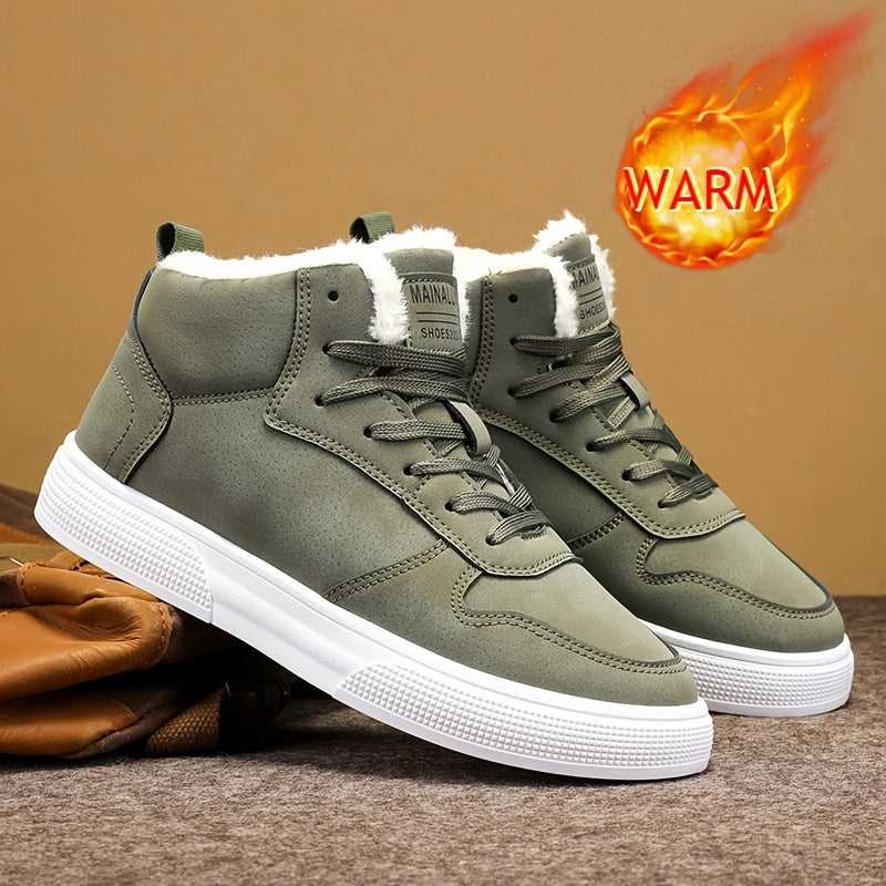 Sneakersy za kostkę ocieplane pluszową podszewką ze sznurowaniem męskie