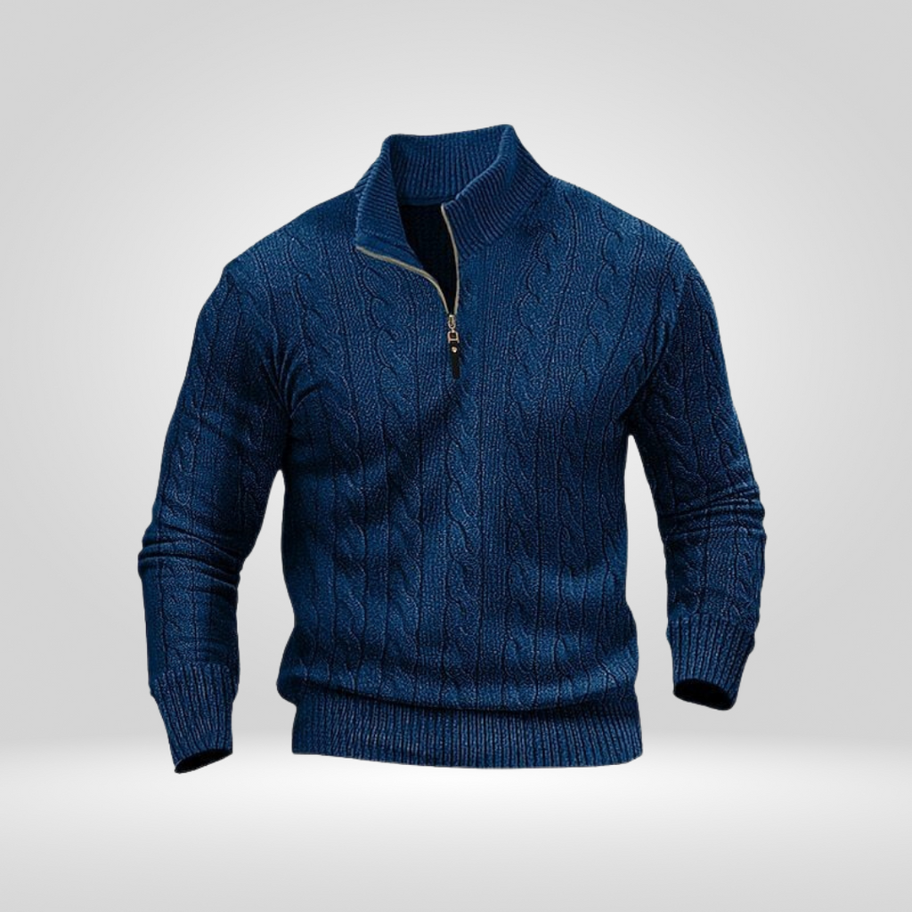 Sweter Męski | Regular Fit bez Detali, Okrągły Dekolt i Długi Rękaw
