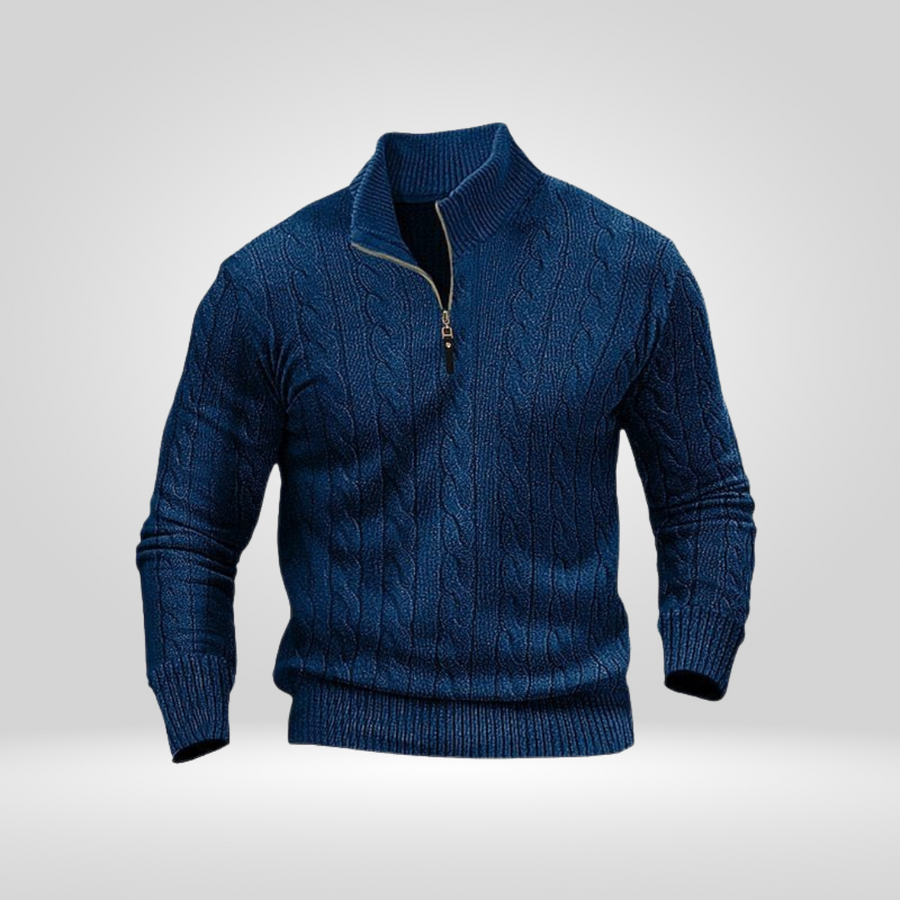 Sweter Męski | Regular Fit bez Detali, Okrągły Dekolt i Długi Rękaw