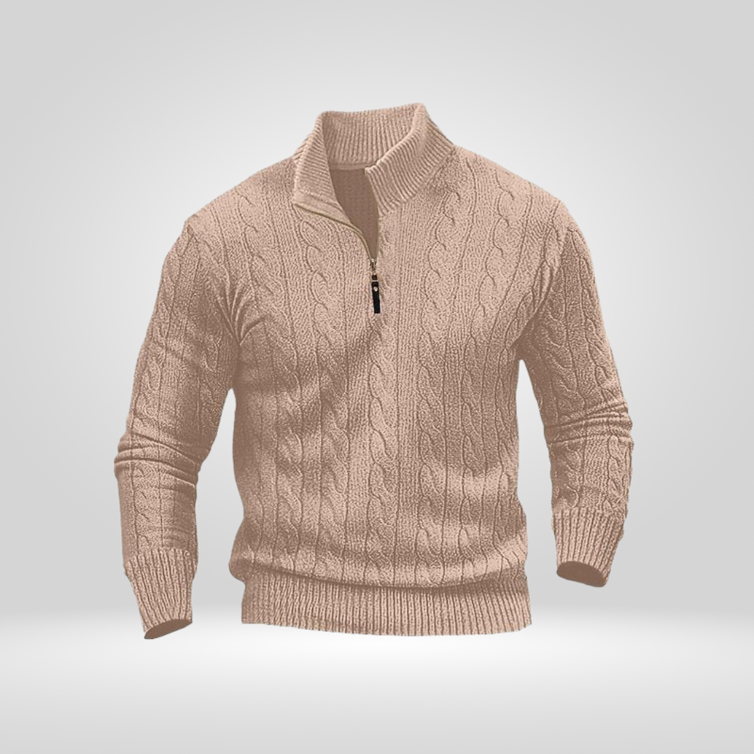 Sweter Męski | Regular Fit bez Detali, Okrągły Dekolt i Długi Rękaw