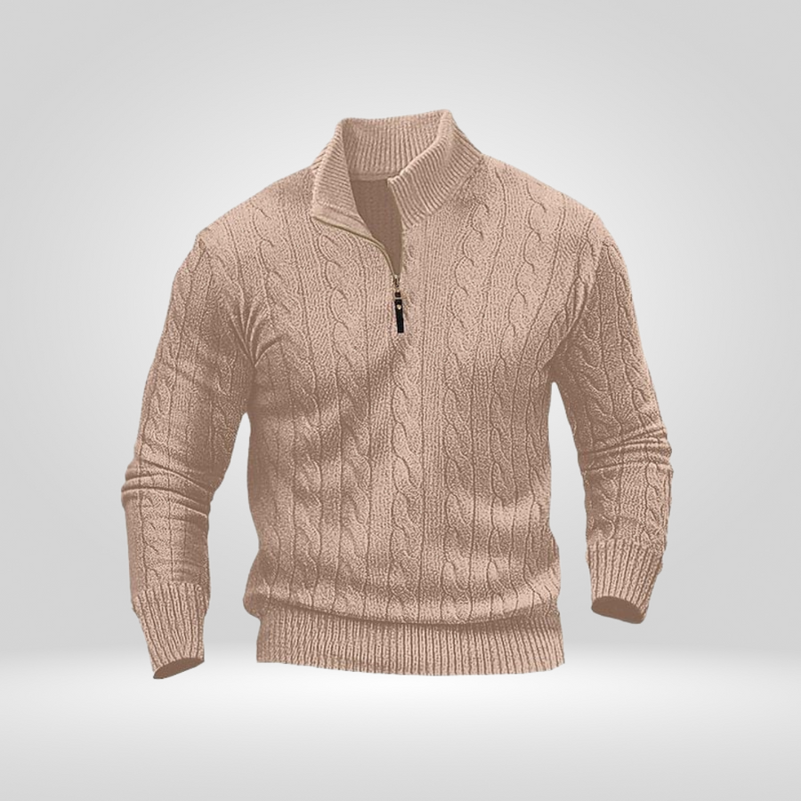 Sweter Męski | Regular Fit bez Detali, Okrągły Dekolt i Długi Rękaw