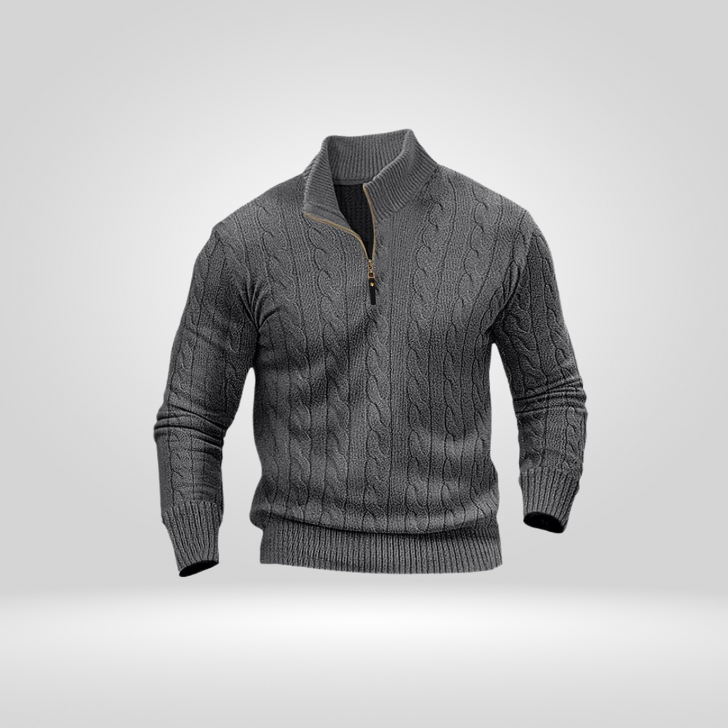 Sweter Męski | Regular Fit bez Detali, Okrągły Dekolt i Długi Rękaw