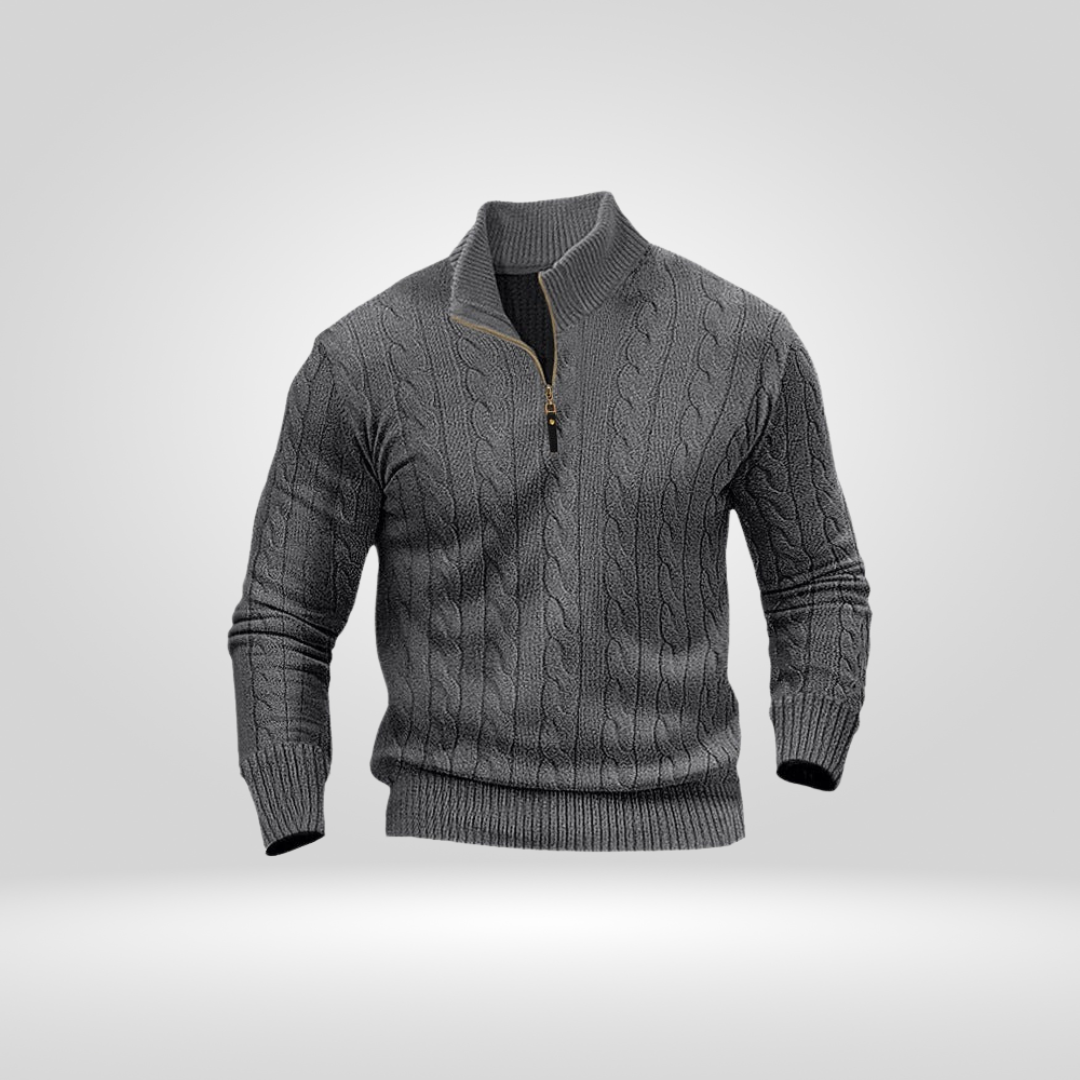 Sweter Męski | Regular Fit bez Detali, Okrągły Dekolt i Długi Rękaw