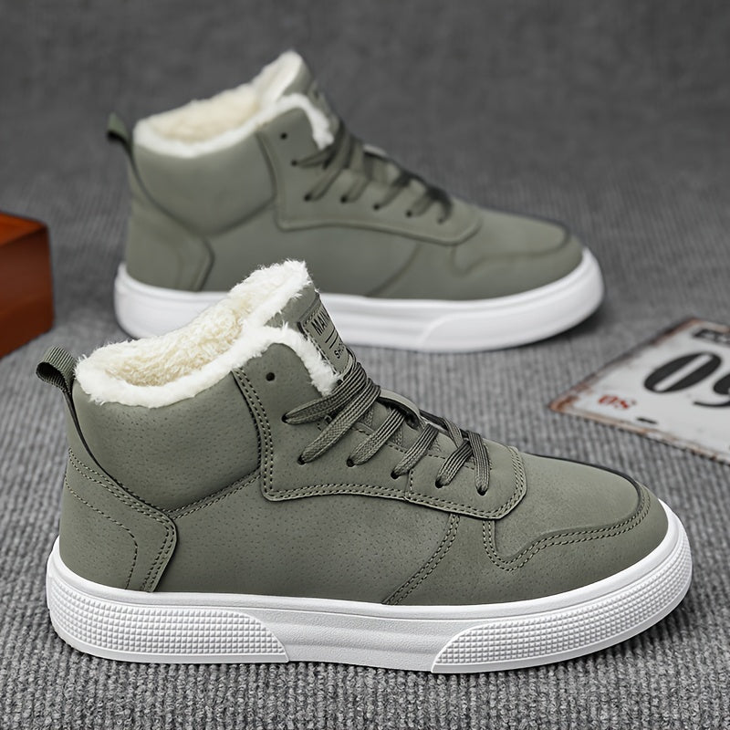 Sneakersy za kostkę ocieplane pluszową podszewką ze sznurowaniem męskie