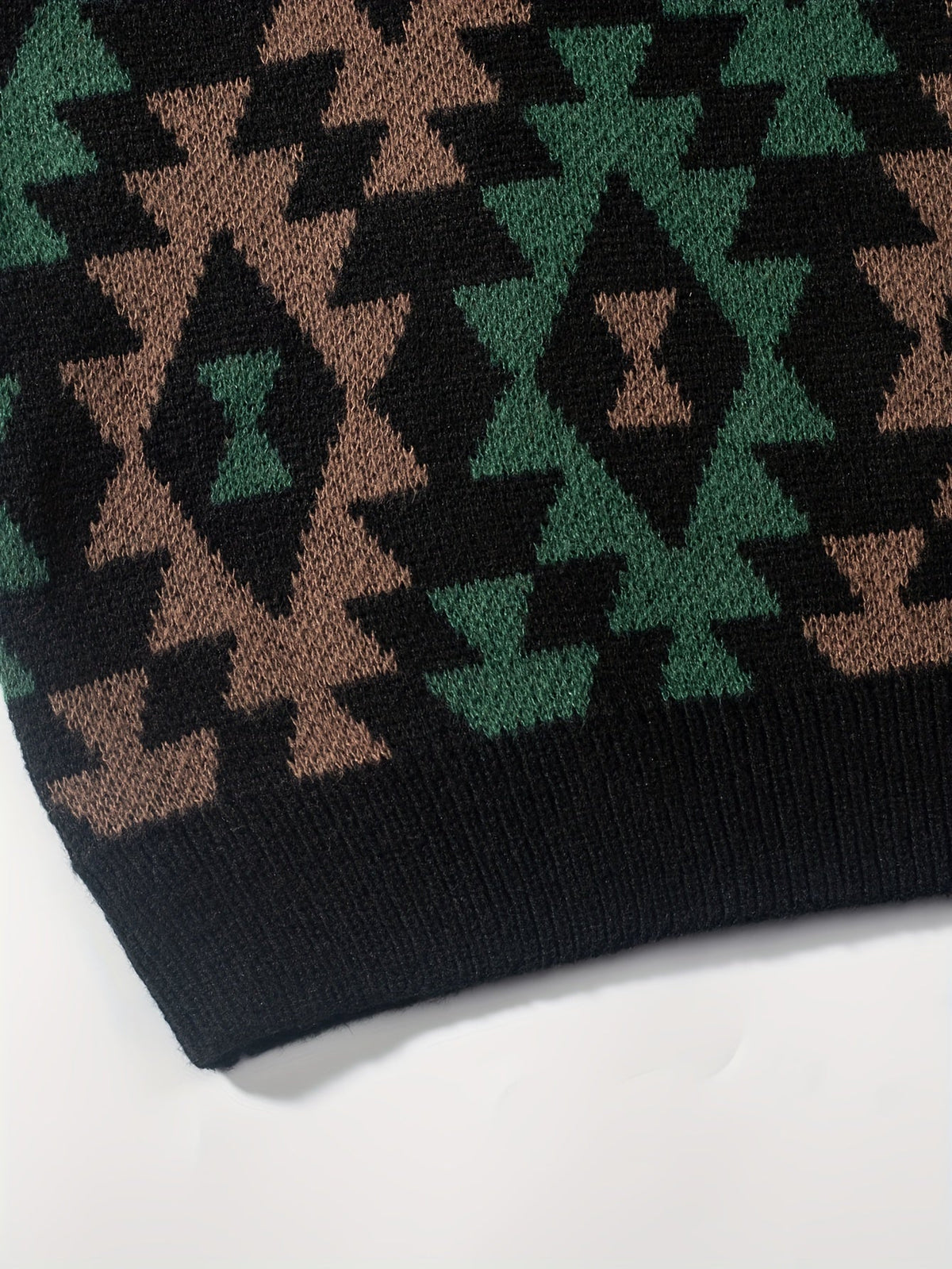 Sweter dzianinowy czarny we wzór geometryczny męski | Jesień i zima