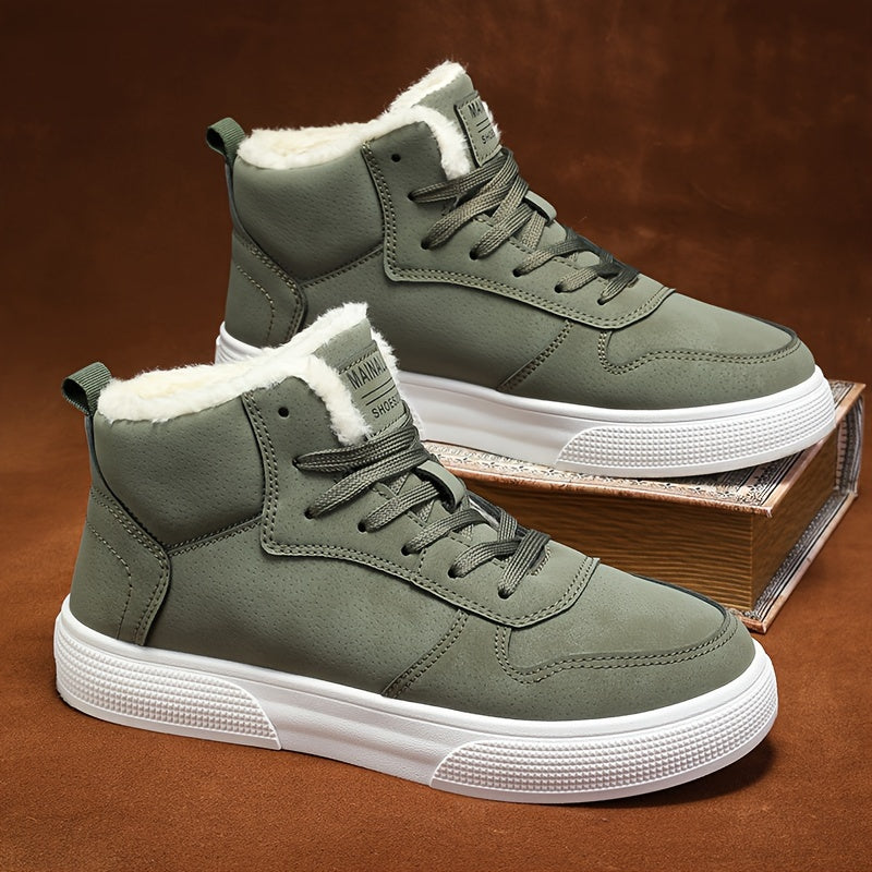 Sneakersy za kostkę ocieplane pluszową podszewką ze sznurowaniem męskie