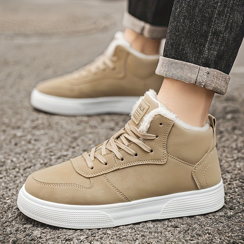 Sneakersy za kostkę ocieplane pluszową podszewką ze sznurowaniem męskie
