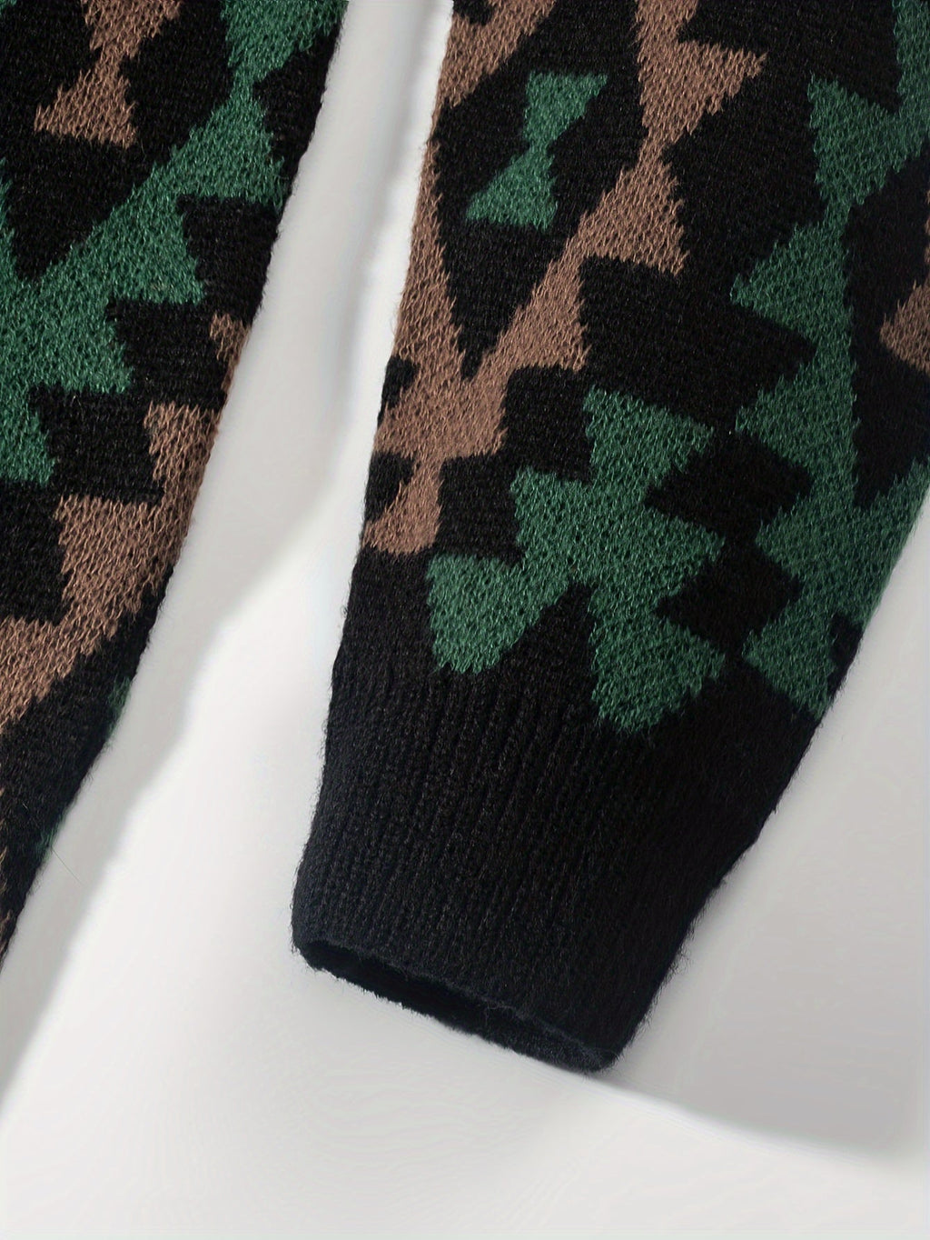 Sweter dzianinowy czarny we wzór geometryczny męski | Jesień i zima