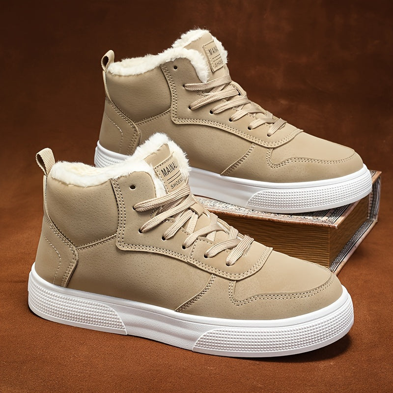 Sneakersy za kostkę ocieplane pluszową podszewką ze sznurowaniem męskie