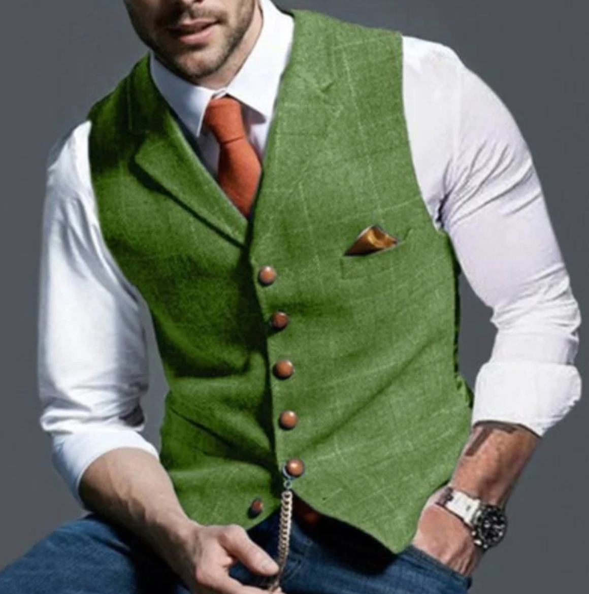 Kamizelka Męska Szara w Stylu Retro z Klasycznym Krojem | Kolekcja Casual
