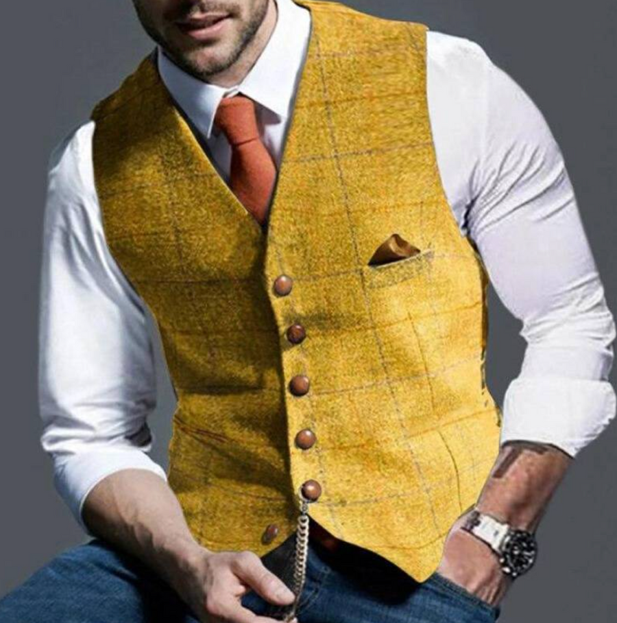 Kamizelka Męska Szara w Stylu Retro z Klasycznym Krojem | Kolekcja Casual