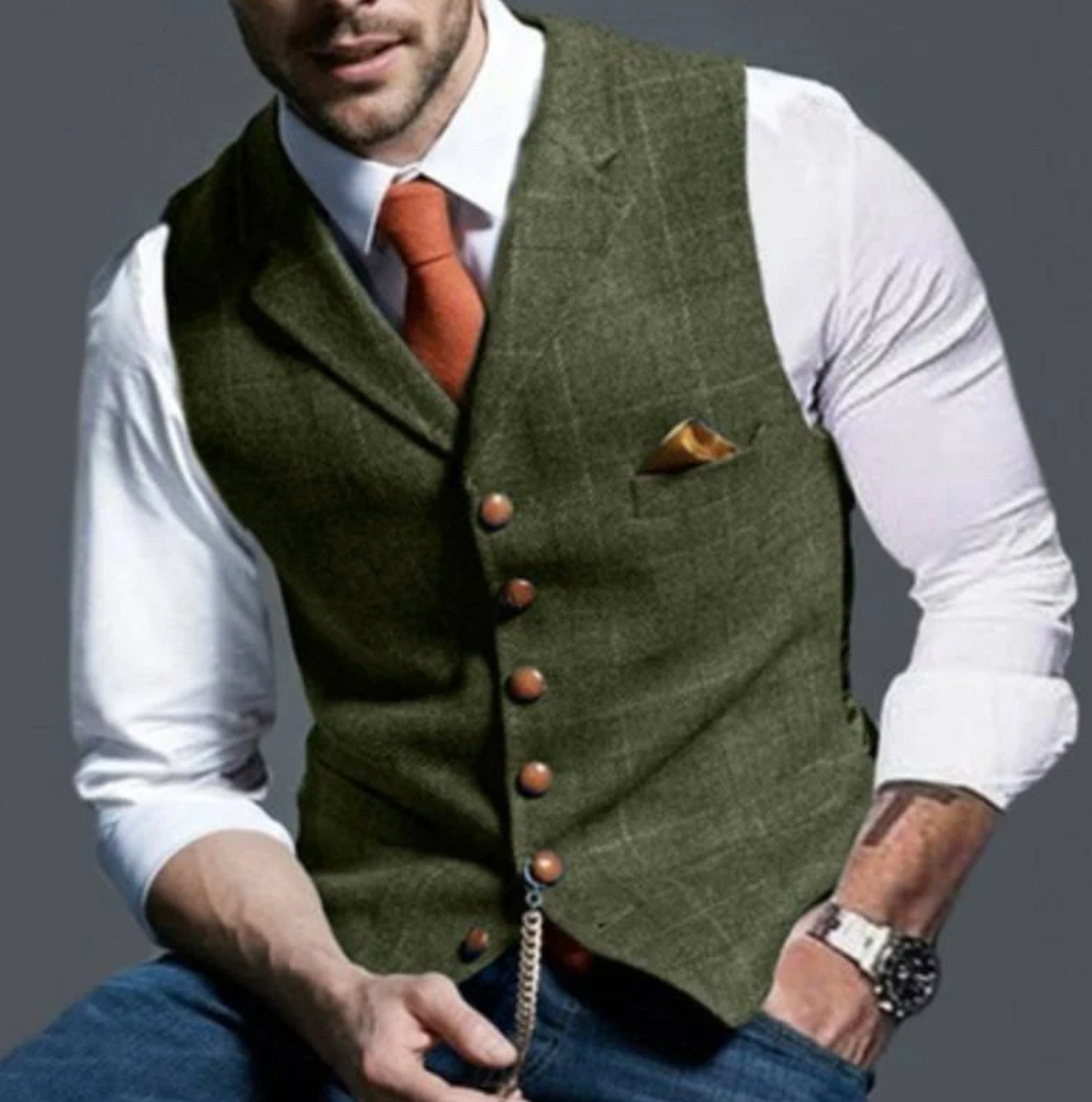 Kamizelka Męska Szara w Stylu Retro z Klasycznym Krojem | Kolekcja Casual