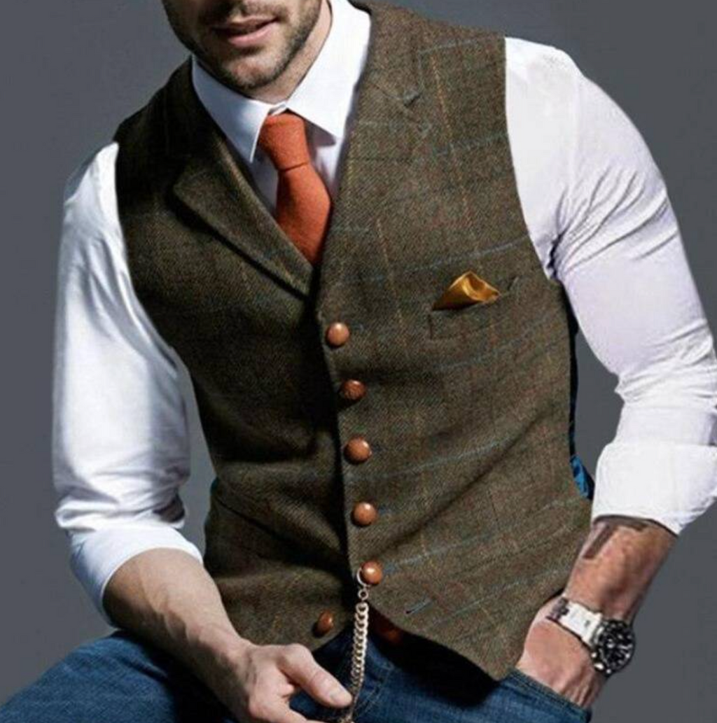 Kamizelka Męska Szara w Stylu Retro z Klasycznym Krojem | Kolekcja Casual