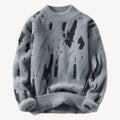 Sweter Męski | Oversize'owy Krój, Nadruk i Żebrowanie na Dekolcie