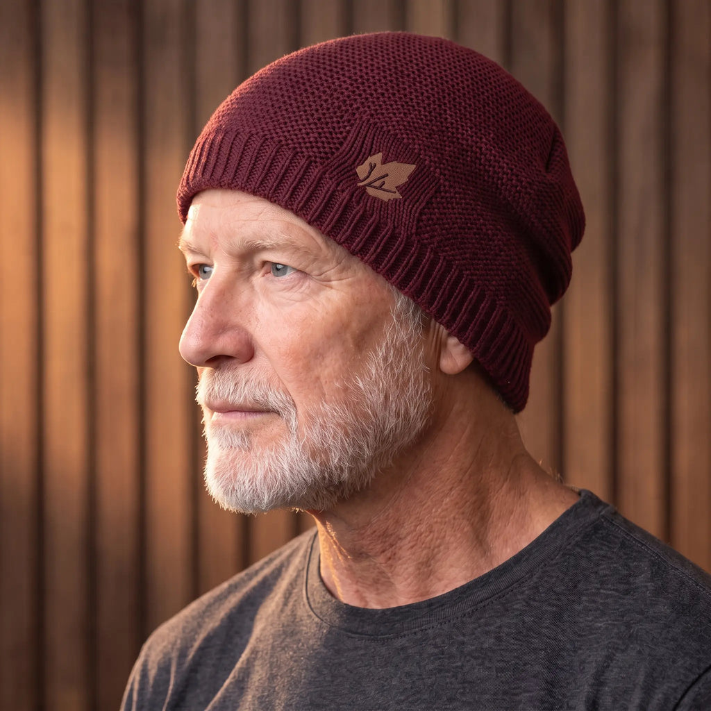 Czapka beanie dzianinowa zimowa z podwijanym mankietem i luźnym tyłem męska