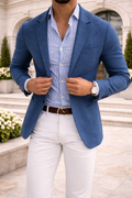 Dzianinowa Marynarka Taliowana dla Mężczyzn | Styl Biznesowo-Casualowy