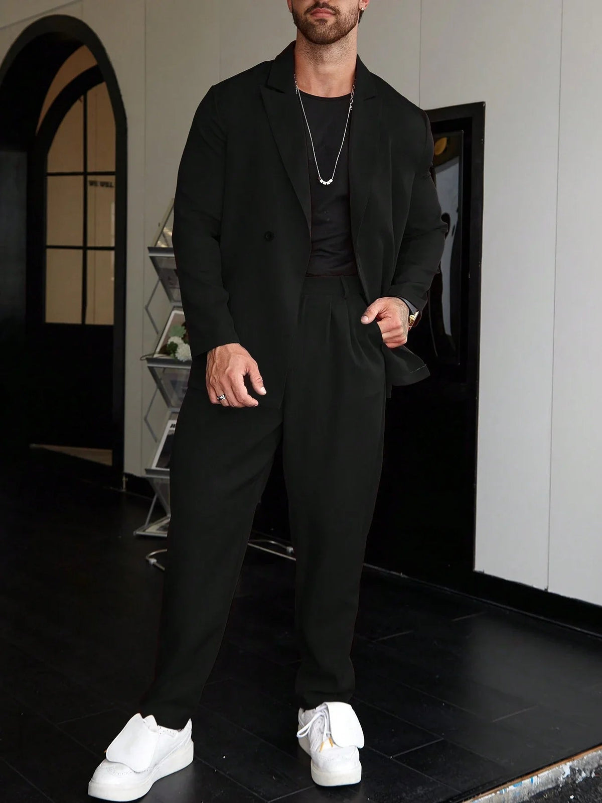 Garnitur męski dwuczęściowy slim fit z marynarką i spodniami | Zestaw biznesowy