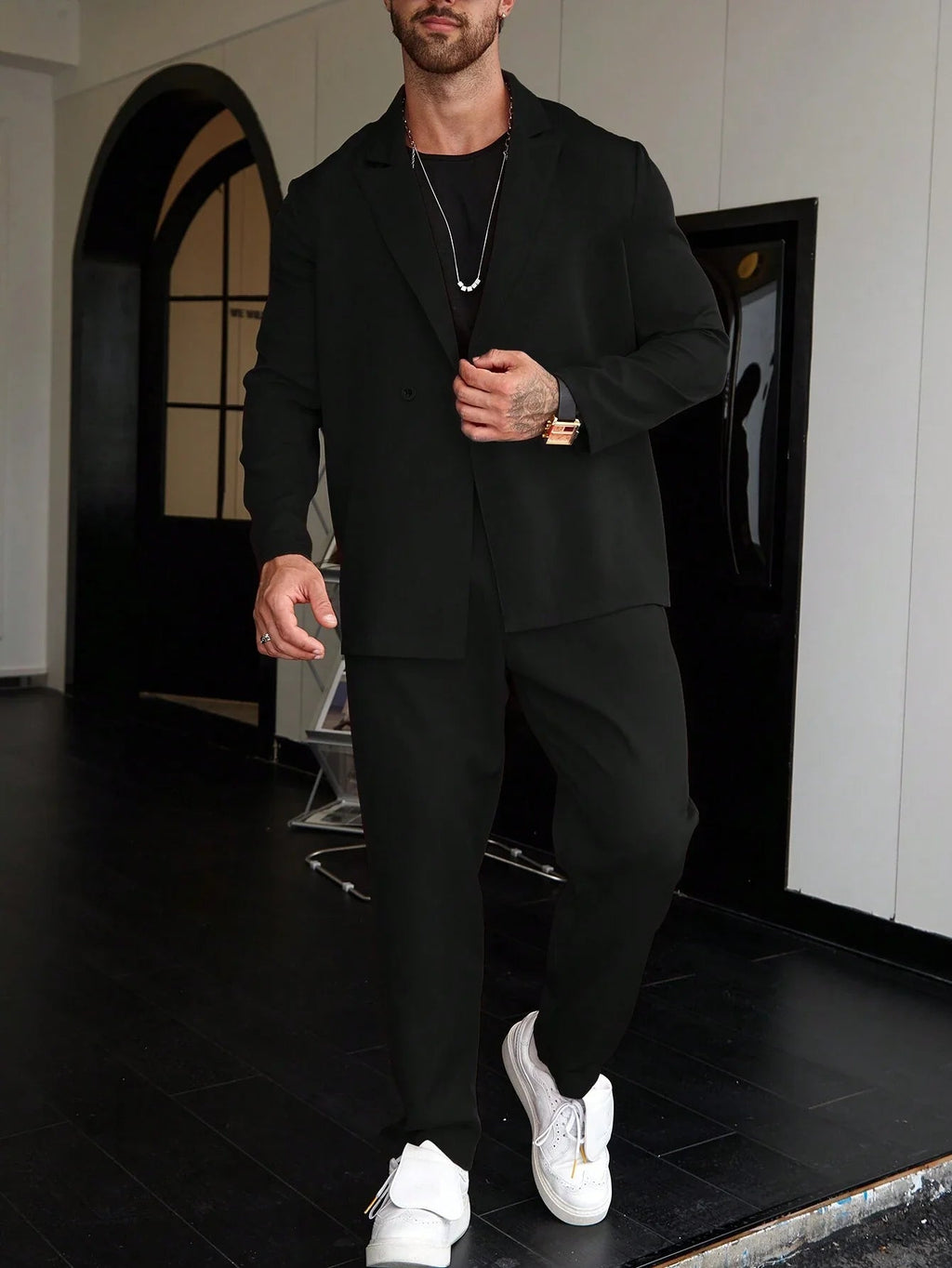 Garnitur męski dwuczęściowy slim fit z marynarką i spodniami | Zestaw biznesowy