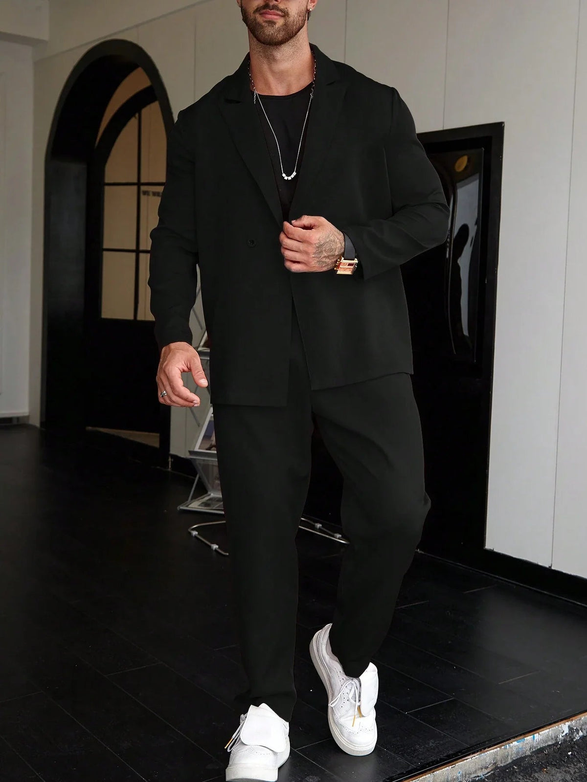 Garnitur męski dwuczęściowy slim fit z marynarką i spodniami | Zestaw biznesowy
