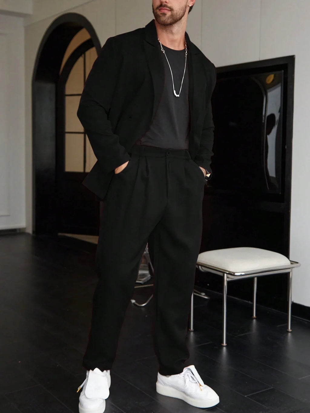 Garnitur męski dwuczęściowy slim fit z marynarką i spodniami | Zestaw biznesowy