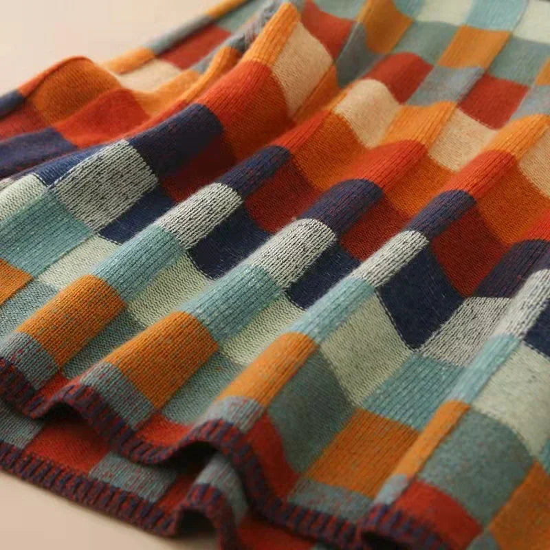 Sweter Damski | Wzór w Kratę, Krój Oversize oraz Gruba Ciepła Dzianina