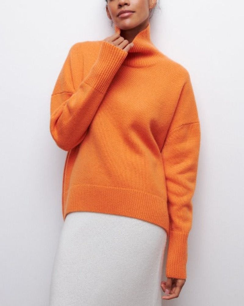 Sweter Damski | Oversize, Wysoki Golf i Krótki Rękaw z Grubej Dzianiny