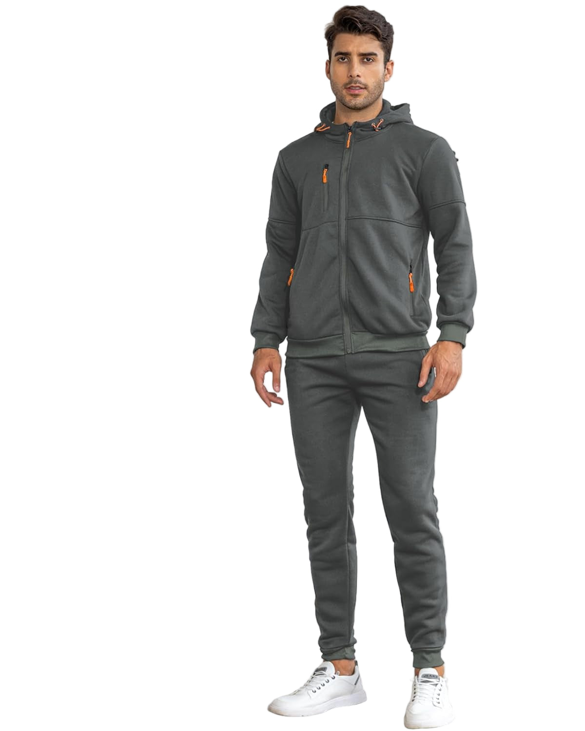 Zestaw dresowy męski czarny z bluzą kapturową na zamek i spodniami jogger