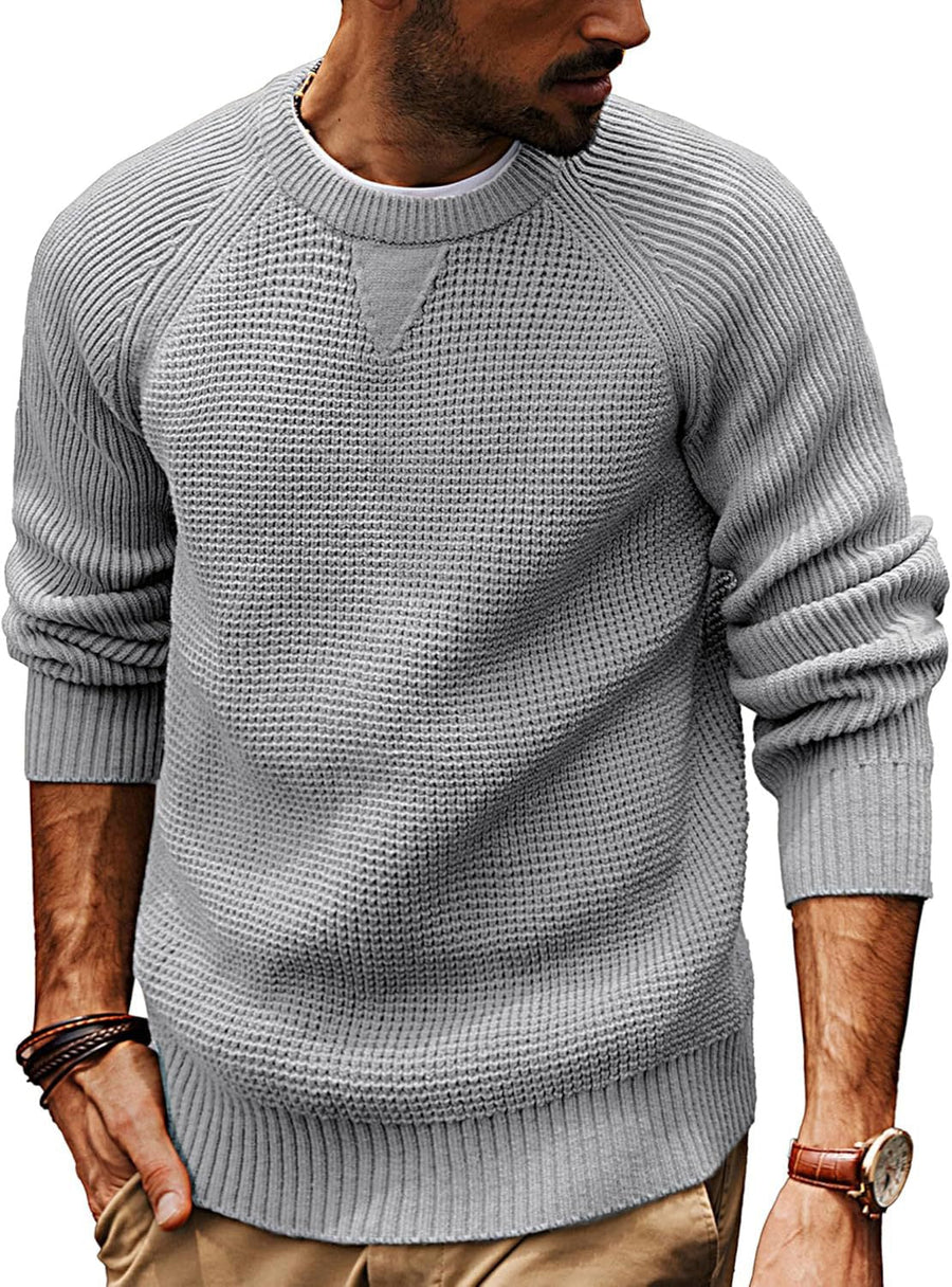 Sweter Męski | Teksturowany Splot, Rękaw Raglan i Elastyczne Mankiety