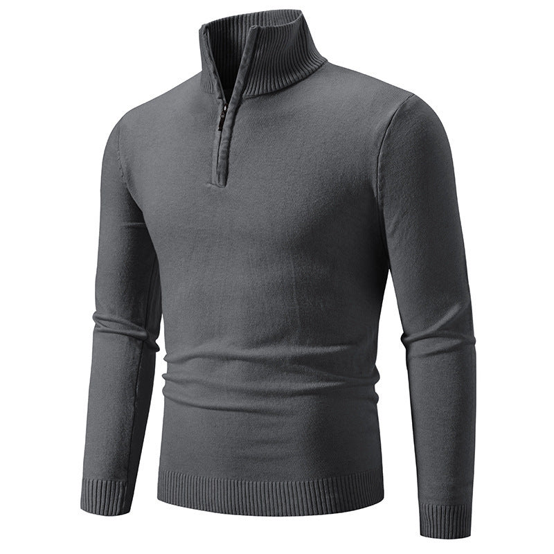 Sweter Męski | Poliester w Kroju Slim Fit z Gładkim Lekkim Materiałem