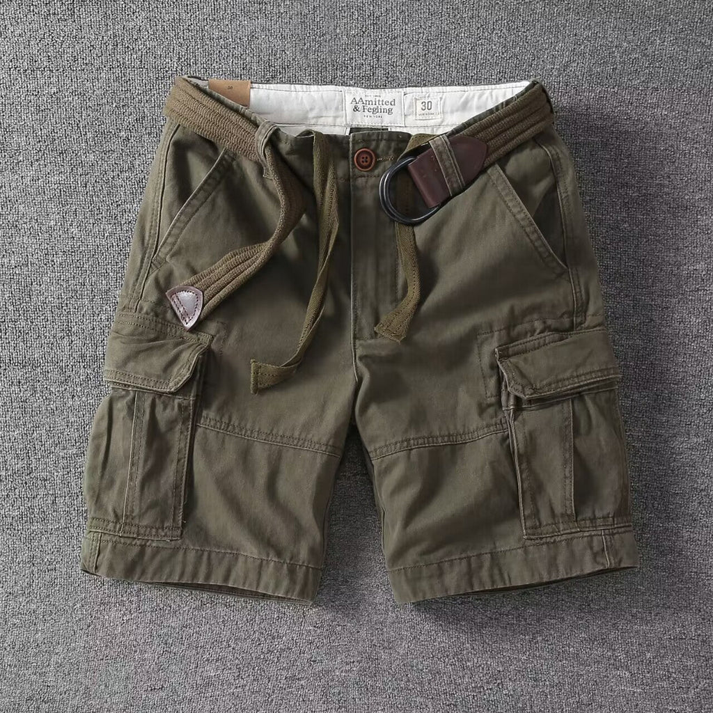 Szare Szorty Bawełniane Cargo o Luźnym Kroju dla Mężczyzn | Streetwear