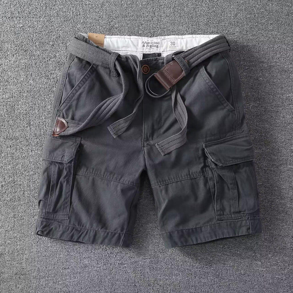 Szare Szorty Bawełniane Cargo o Luźnym Kroju dla Mężczyzn | Streetwear