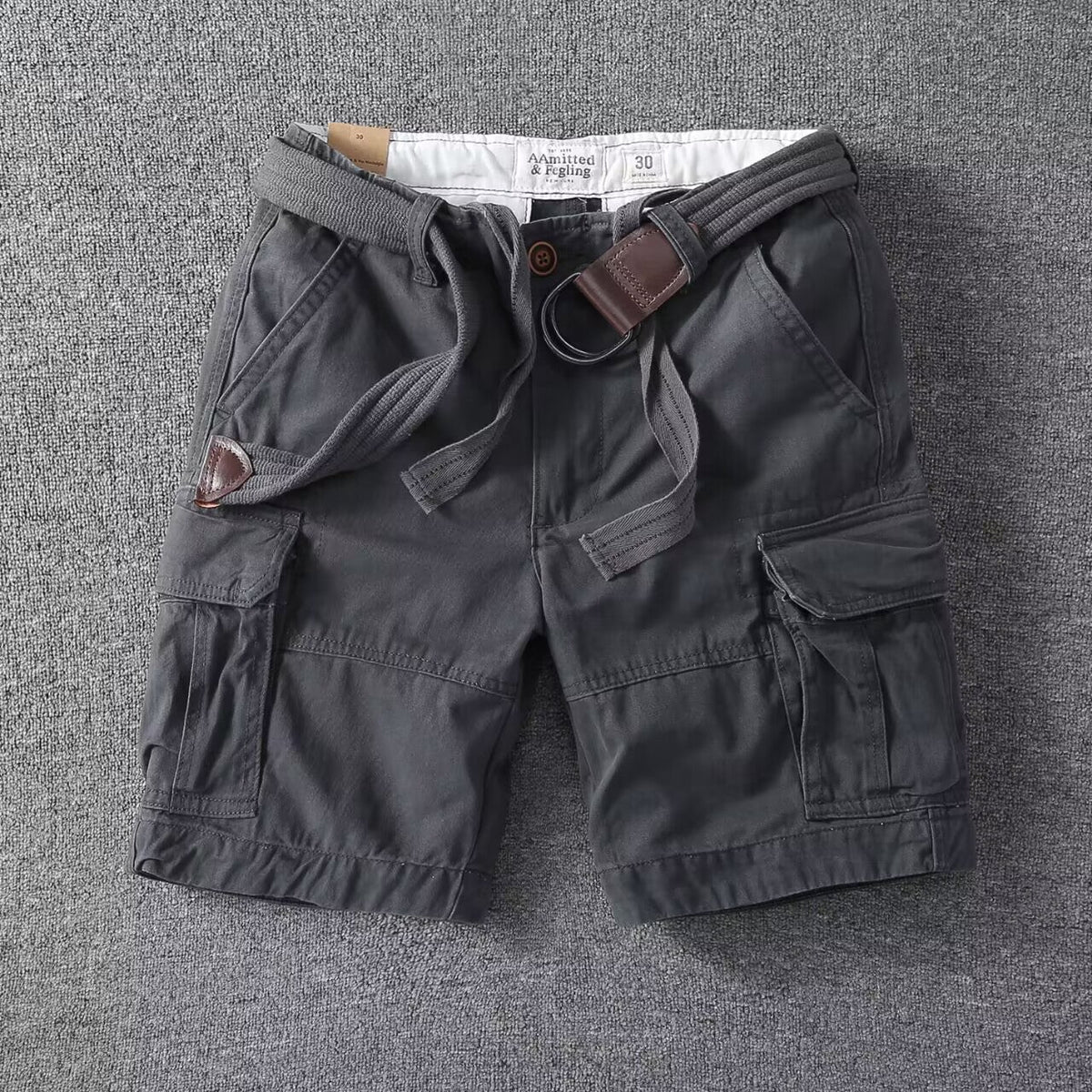 Szare Szorty Bawełniane Cargo o Luźnym Kroju dla Mężczyzn | Streetwear
