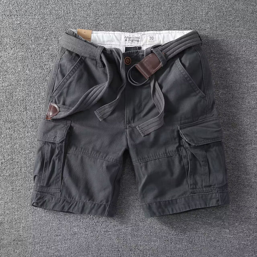 Szare Szorty Bawełniane Cargo o Luźnym Kroju dla Mężczyzn | Streetwear
