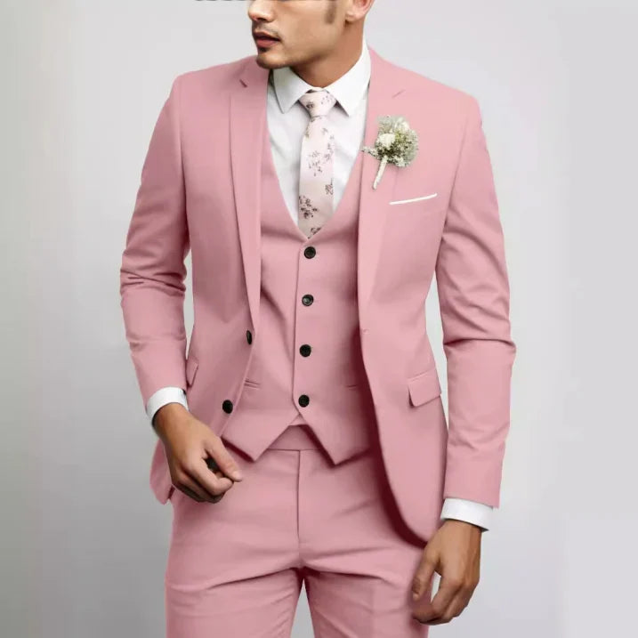 Garnitur Trzyczęściowy Slim Fit Męski z Kamizelką | Formalny na Wesele