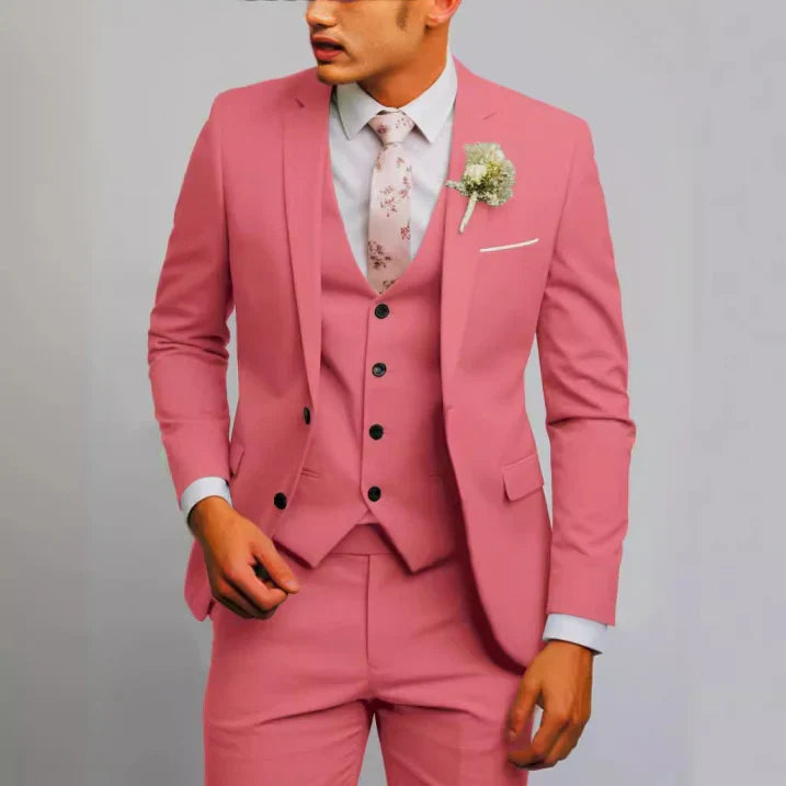Garnitur Trzyczęściowy Slim Fit Męski z Kamizelką | Formalny na Wesele
