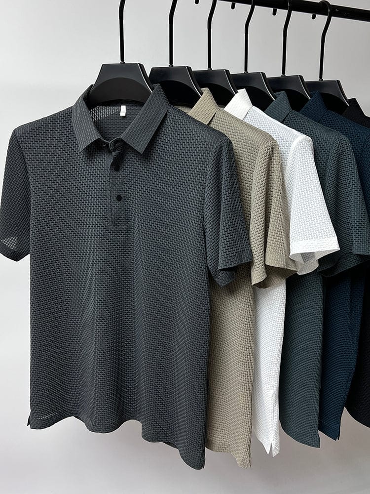 Koszulka polo męska z oddychającej siatki mesh | Lato, sport i wolny czas