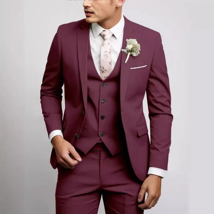 Garnitur Trzyczęściowy Slim Fit Męski z Kamizelką | Formalny na Wesele