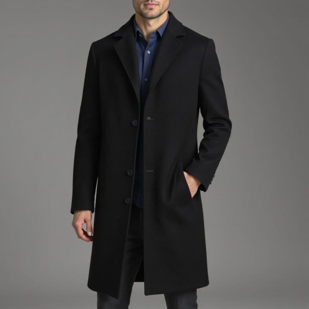 Szary Płaszcz Zimowy Slim Fit Klasyczny Męski | Kolekcja Biznesowa