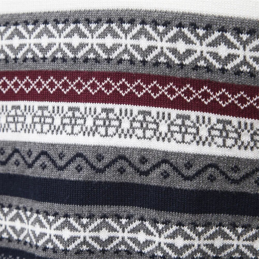 Sweter Męski | Wzór Norweski, Pół Zamek i Domieszka Wełny w Dzianinie