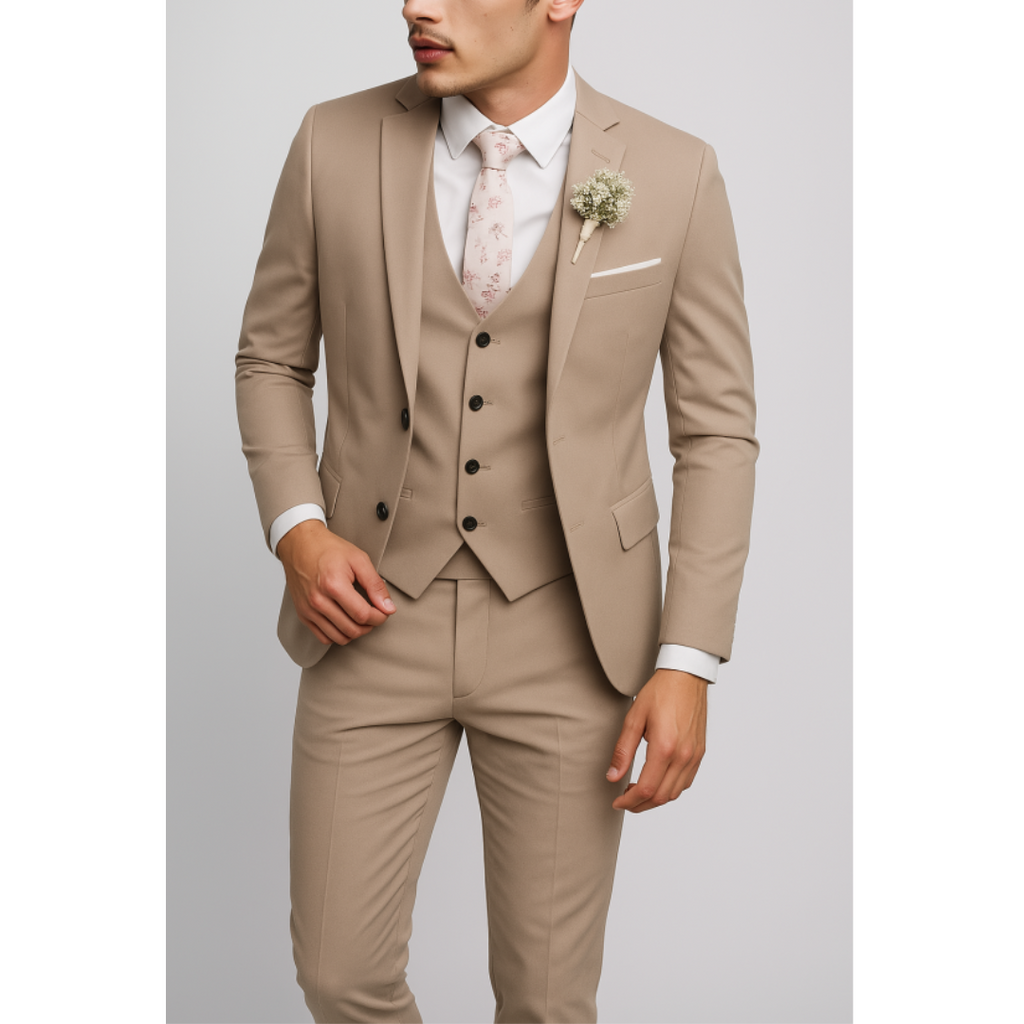 Garnitur Trzyczęściowy Slim Fit Męski z Kamizelką | Formalny na Wesele